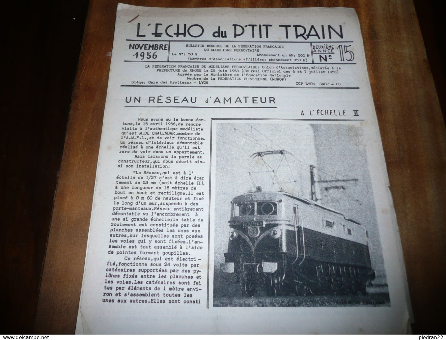 CHEMINS DE FER REVUE L'ECHO DU P'TIT TRAIN N° 15 NOVEMBRE 1956 MODELISME FERROVIAIRE GARE DES BROTTEAUX LYON - Railway & Tramway