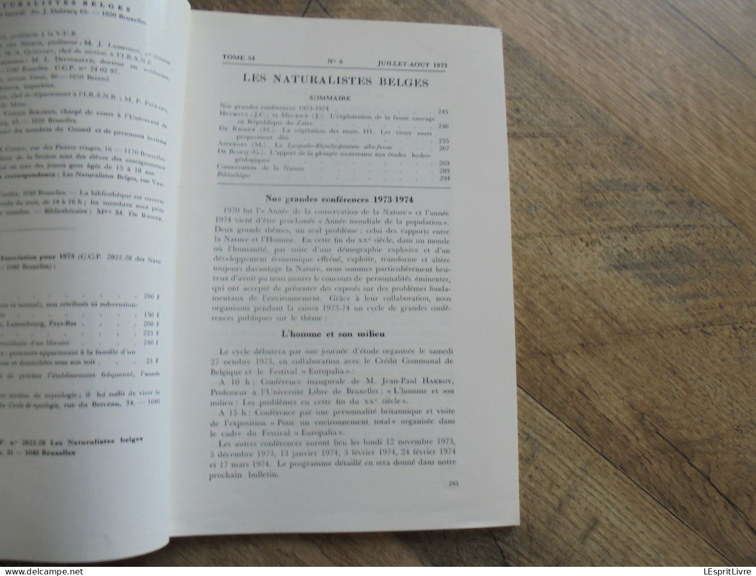 LES NATURALISTES BELGES N° 6 Année 1973 Régionalisme Faune Zaïre Afrique Spéléologie Grotte Petigny Eprave Maillen - Belgium