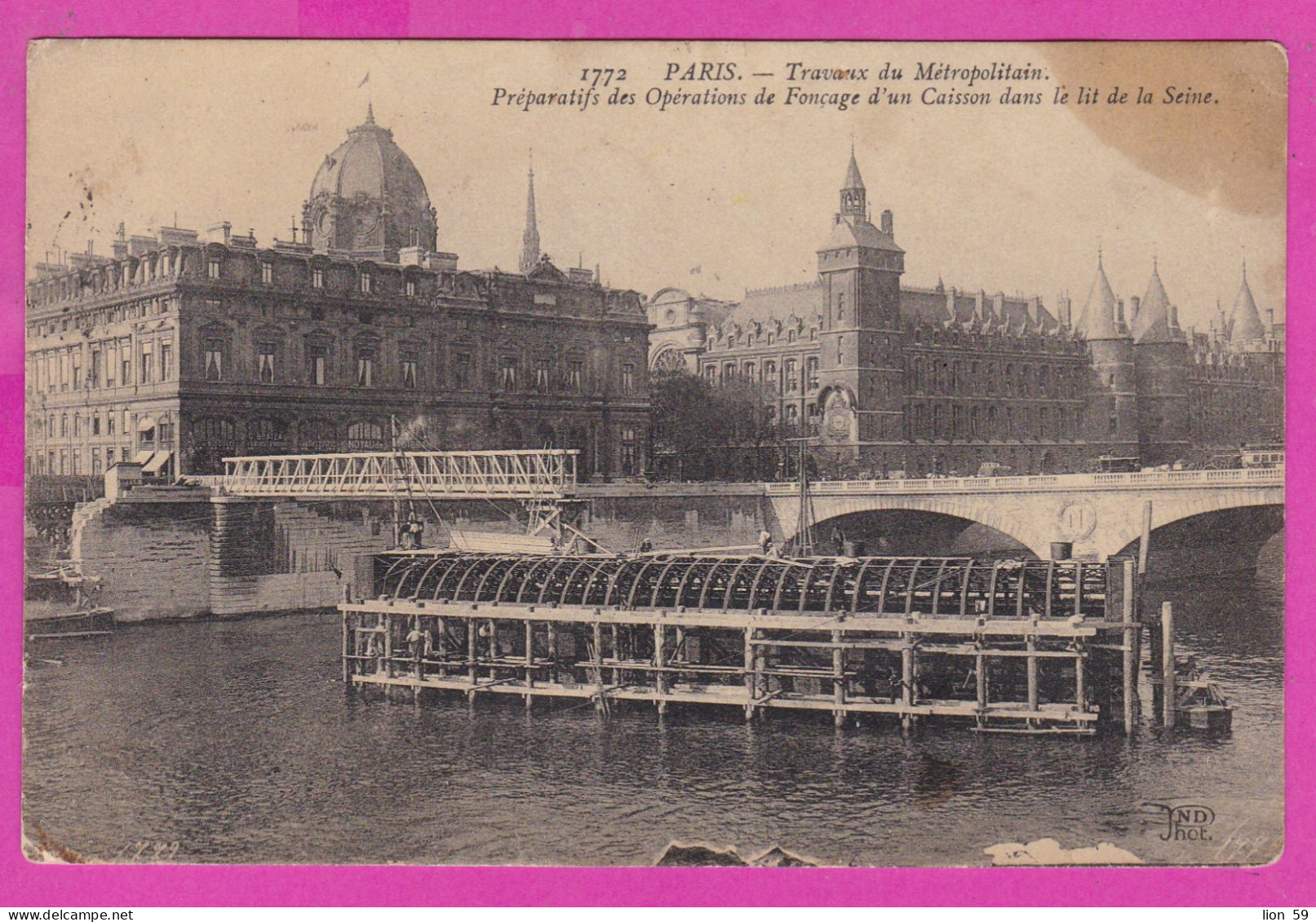 294264 / France - Paris Travaux Du Metropolitain. Preparatifs Des Operations De Foncage PC 1910 Paris USED 10 C. Semeuse - Covers & Documents