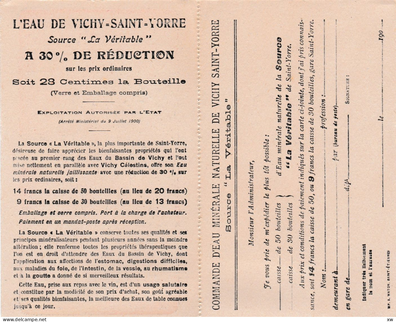 VICHY -03- SOURCE La Véritable Du Bassin De Vichy à St-Yorre - Carte Réponse Détachable Pour Commander  -19-05-24 - Saint-Cast-le-Guildo