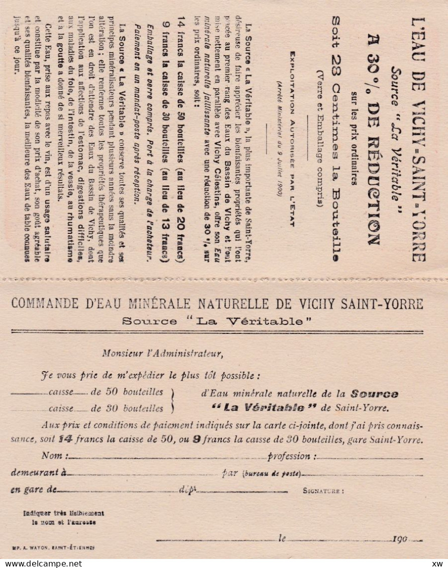 VICHY -03- SOURCE La Véritable Du Bassin De Vichy à St-Yorre - Carte Réponse Détachable Pour Commander  -19-05-24 - Saint-Cast-le-Guildo