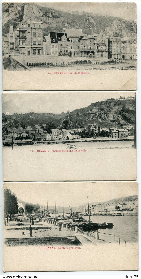 BELGIQUE LOT 3 CPA Pionnières Dos Simple * DINANT  Quai De La Meuse / L'Ecluse Et Le Bas De La Ville / La Meuse En Aval - Dinant