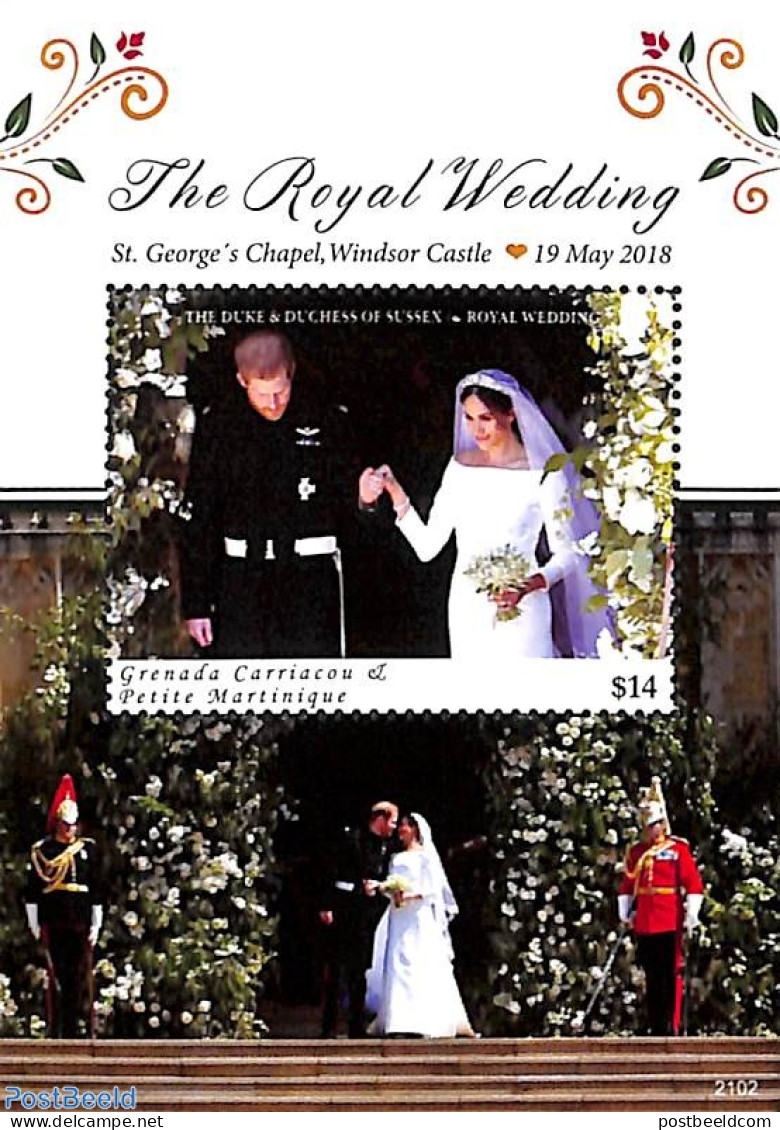 Grenada Grenadines 2021 Harry And Meghan Wedding S/s, Mint NH, History - Kings & Queens (Royalty) - Royalties, Royals