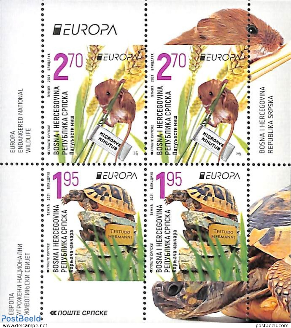Bosnia Herzegovina - Serbian Adm. 2021 Europa, Endangered Species 4v From Booklet, Mint NH, History - Nature - Europa .. - Autres & Non Classés