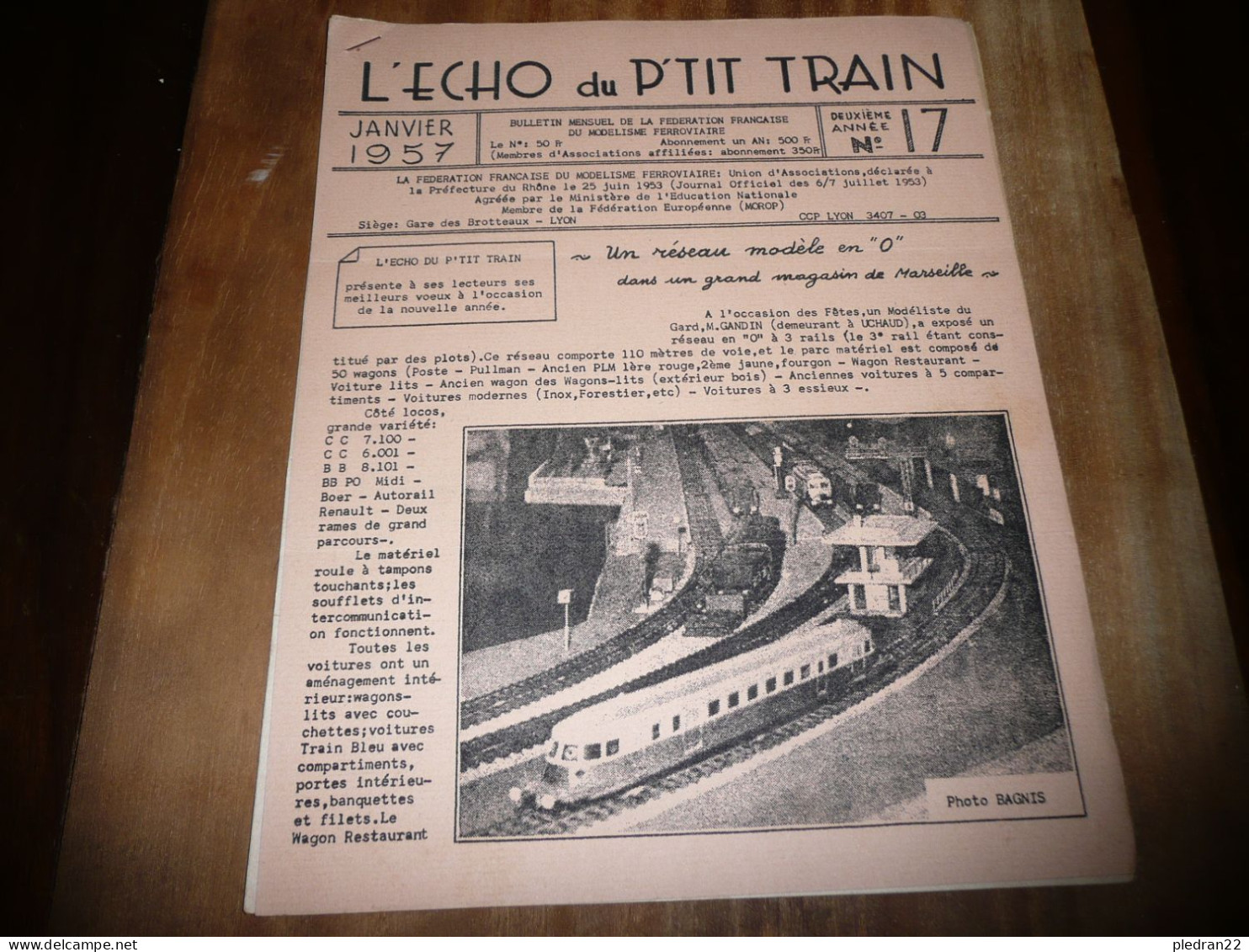CHEMINS DE FER REVUE L'ECHO DU P'TIT TRAIN N° 17 JANVIER 1957 MODELISME FERROVIAIRE GARE DES BROTTEAUX LYON - Bahnwesen & Tramways
