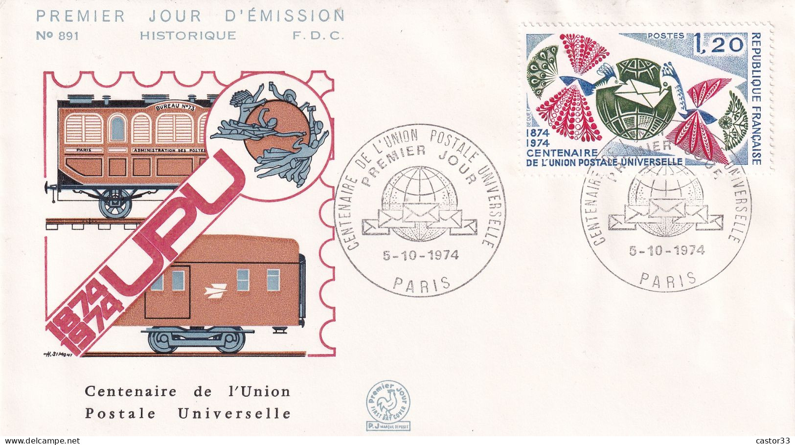 1er Jour, Centenaire De L'Union Postale Universelle - 1970-1979