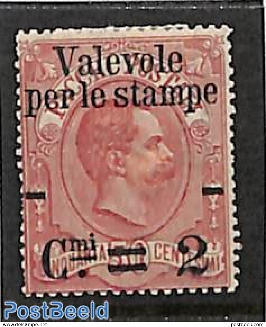 Italy 1890 2c On 50c, Stamp Out Of Set, Unused (hinged) - Andere & Zonder Classificatie