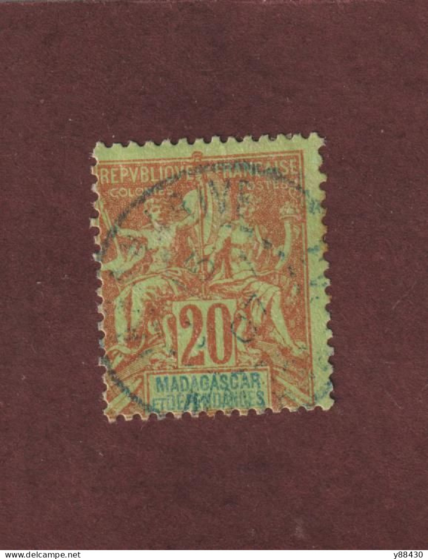 MADAGASCAR - Ex. Colonie Française - N° 34 De 1896/1899 -  Oblitéré - Type Colonies -. 20c. Brique Sur Vert - 2 Scan - Used Stamps