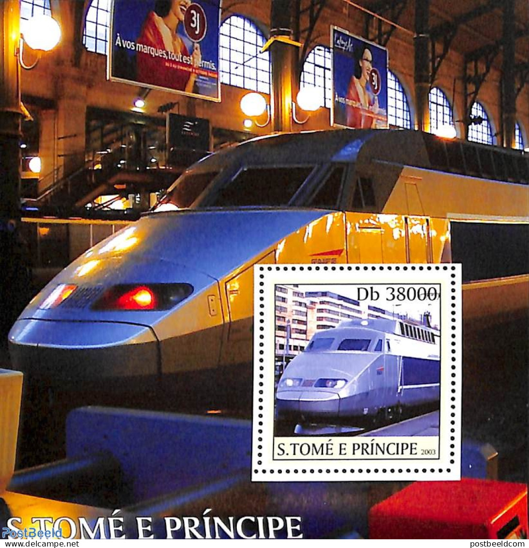 Sao Tome/Principe 2003 High Speed Trains S/s, Mint NH, Transport - Railways - Trains