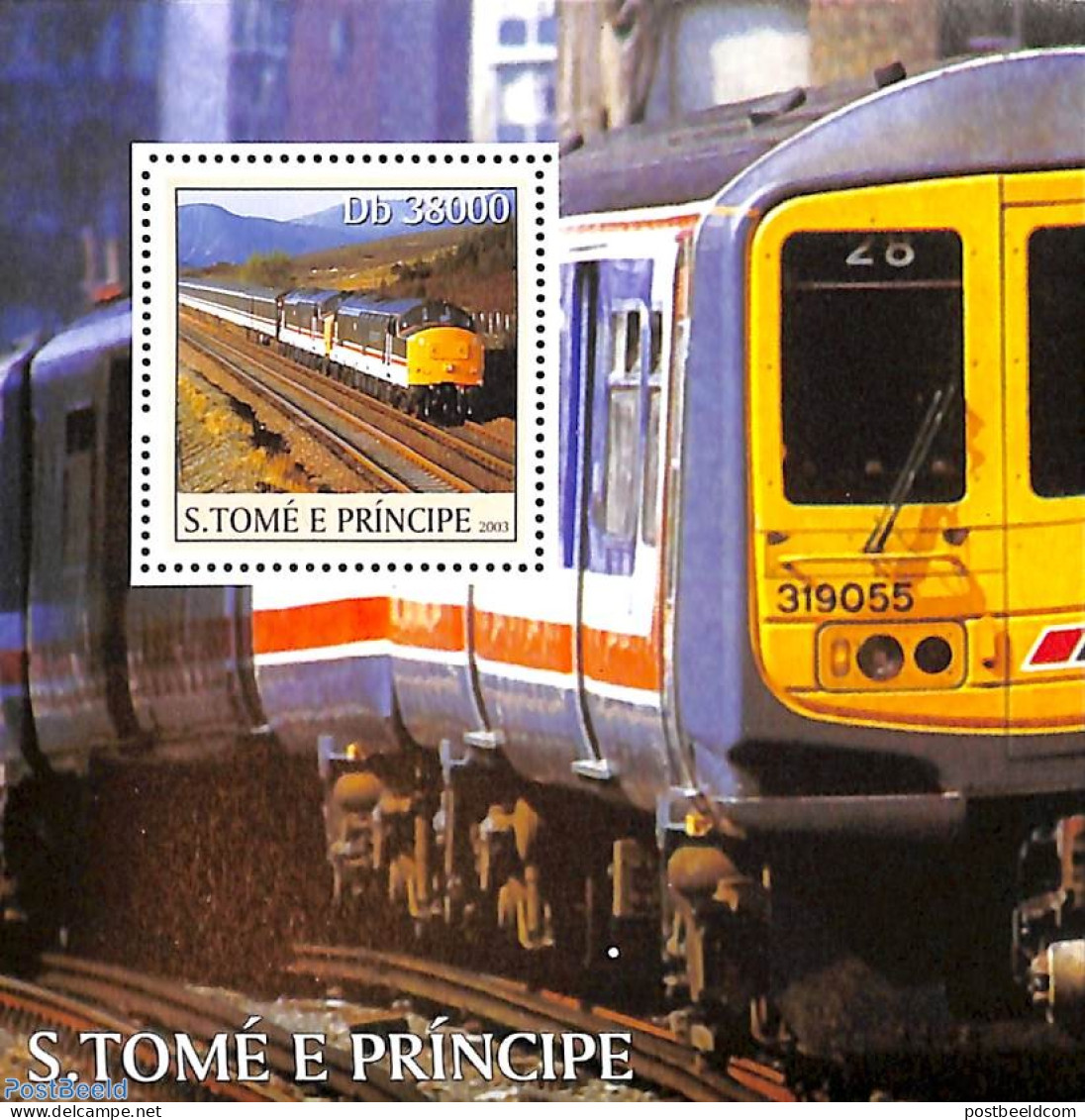 Sao Tome/Principe 2003 Locomotive S/s, Mint NH, Transport - Railways - Trains
