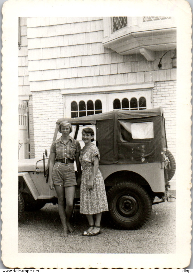 Photographie Photo Vintage Snapshot Amateur Automobile Voiture Auto Jeep - Coches