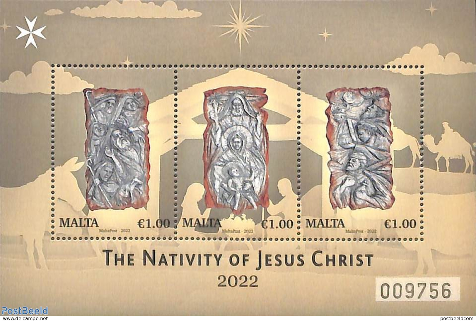 Malta 2022 Christmas, Birth Of Christ S/s, Mint NH, Religion - Christmas - Christmas