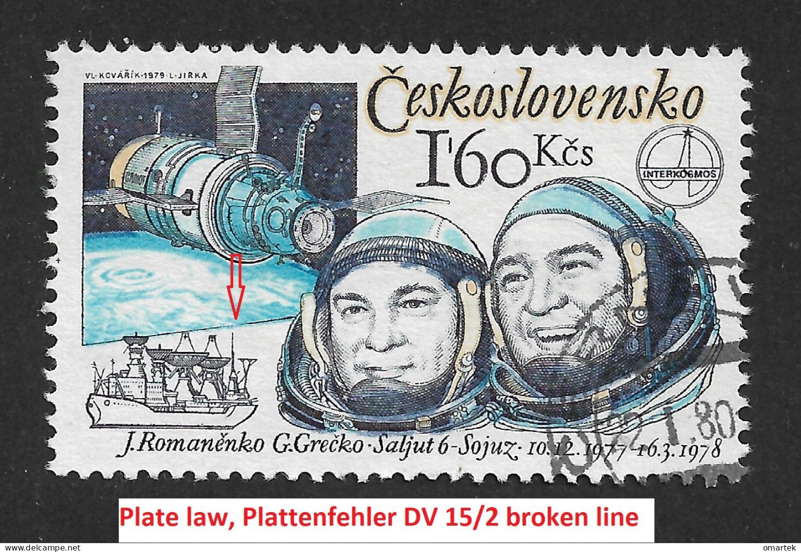 Czechoslovakia 1979 ⊙ Mi 2490 Sc 2223 Intercosmos - Space Flight. Plate Law. Tschechoslowakei. - Gebraucht