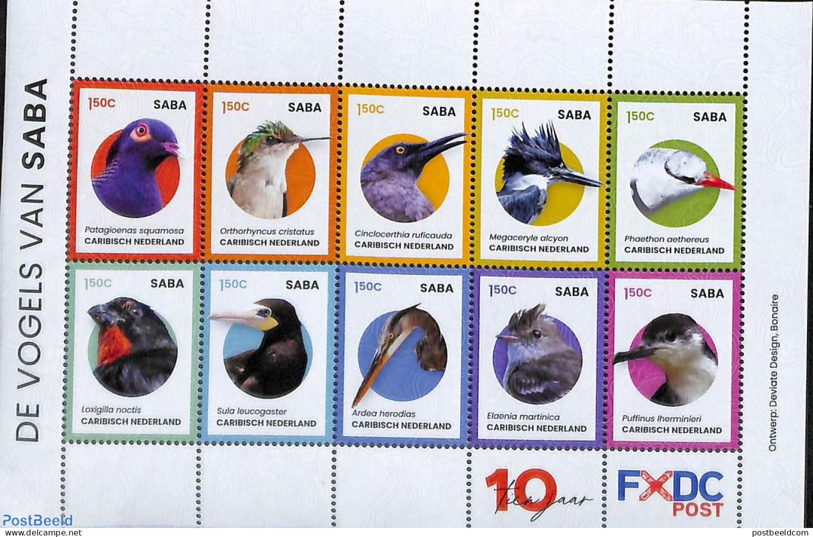 Dutch Caribbean 2024 Birds Of Saba 10v M/s, Mint NH, Nature - Birds - Altri & Non Classificati