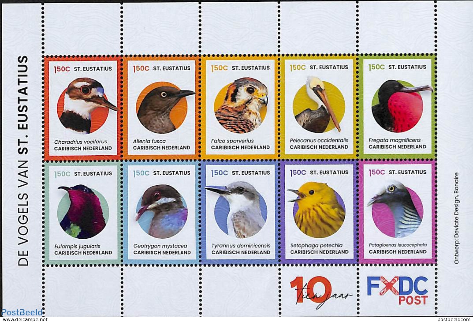 Dutch Caribbean 2024 Birds Of St Eustatius 10v M/s, Mint NH, Nature - Birds - Birds Of Prey - Other & Unclassified