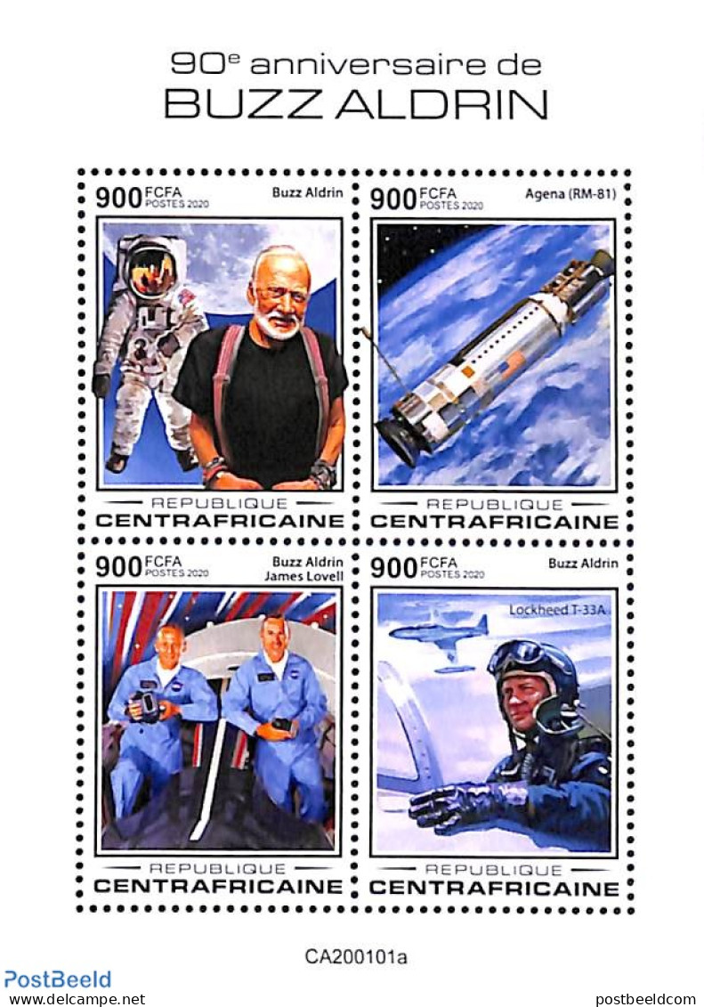 Central Africa 2020 Buzz Aldrin 4v M/s, Mint NH, Transport - Space Exploration - Centrafricaine (République)