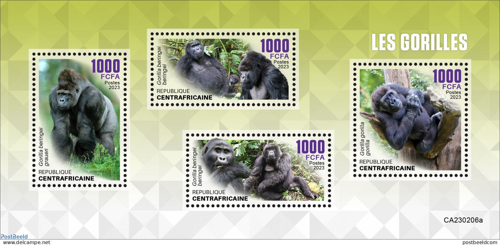 Central Africa 2023 Gorillas, Mint NH, Nature - Monkeys - Centrafricaine (République)