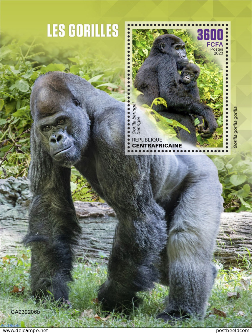 Central Africa 2023 Gorillas, Mint NH, Nature - Monkeys - Repubblica Centroafricana