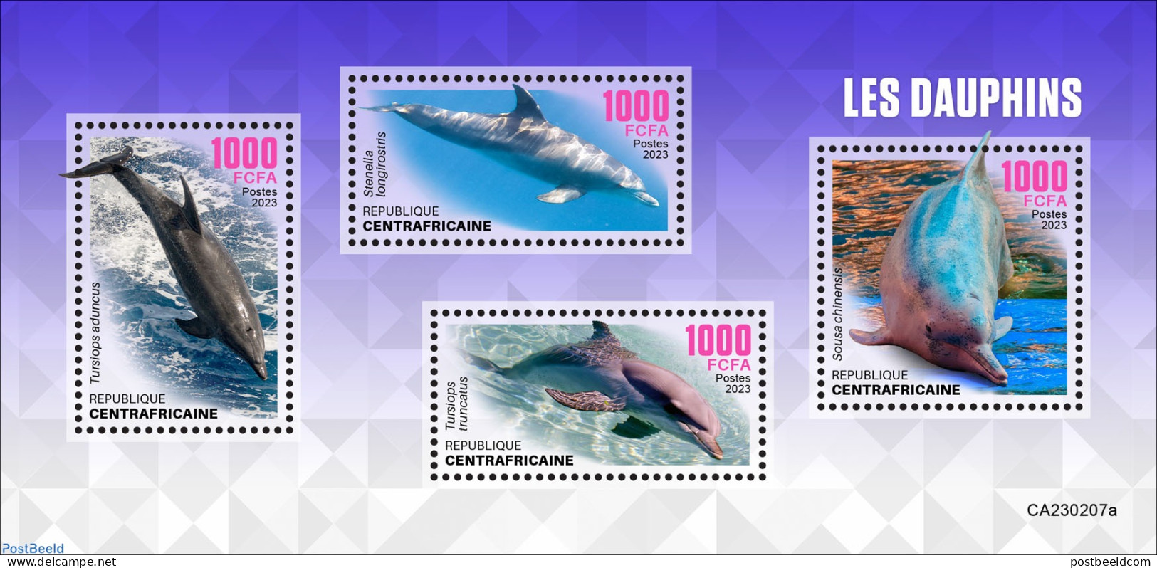 Central Africa 2023 Dolphins, Mint NH, Nature - Sea Mammals - Centrafricaine (République)