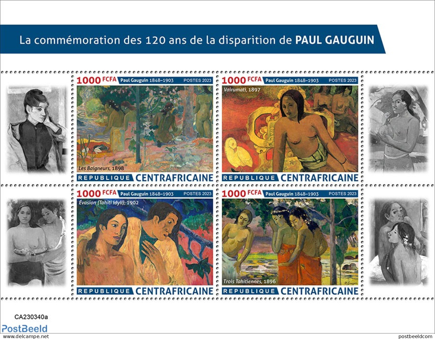 Central Africa 2023 Paul Gauguin, Mint NH, Art - Paintings - Paul Gauguin - Centrafricaine (République)