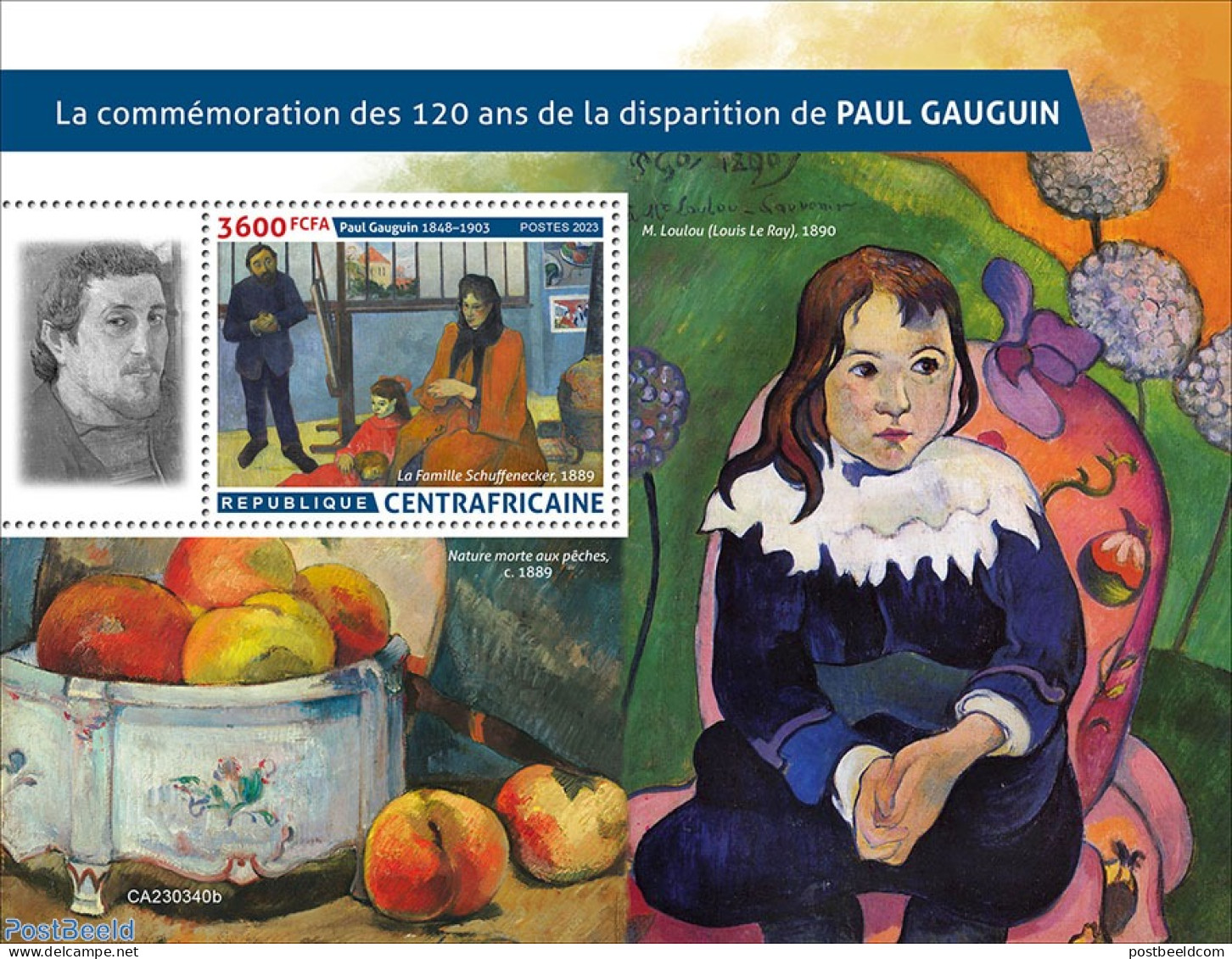 Central Africa 2023 Paul Gauguin, Mint NH, Art - Paintings - Paul Gauguin - Central African Republic