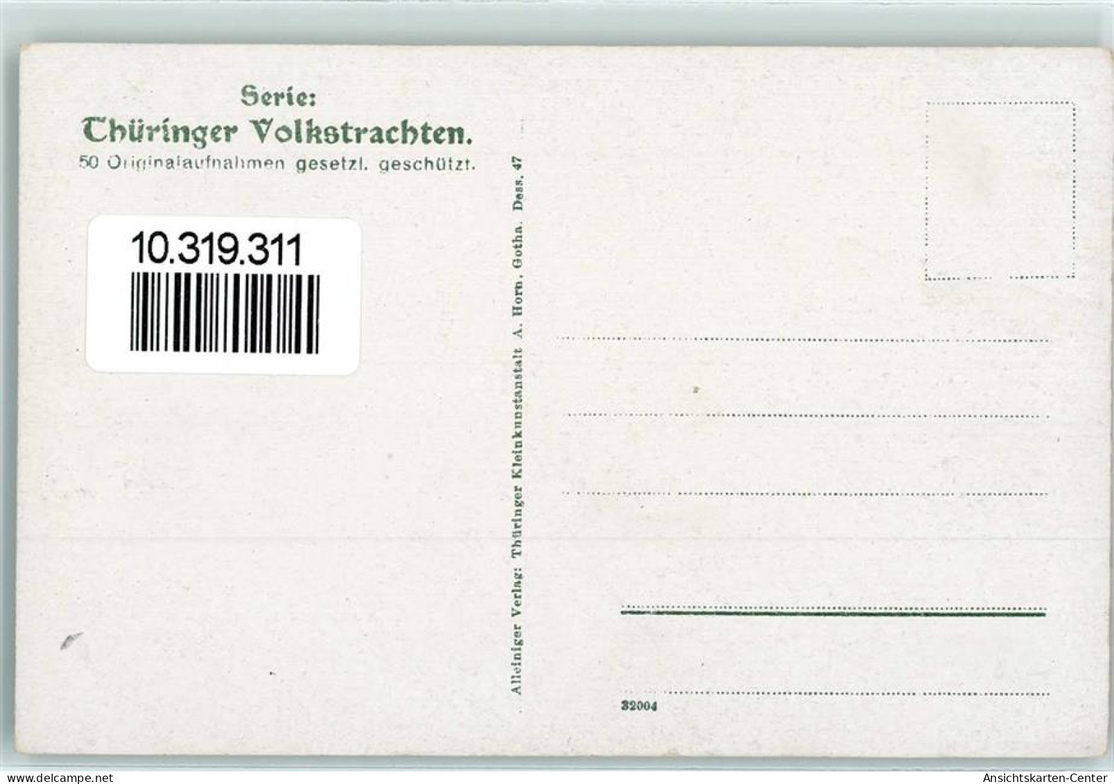 10319311 - Serie Thueringer Volkstrachten Verlag Horn Spruch Dialekt - Other & Unclassified