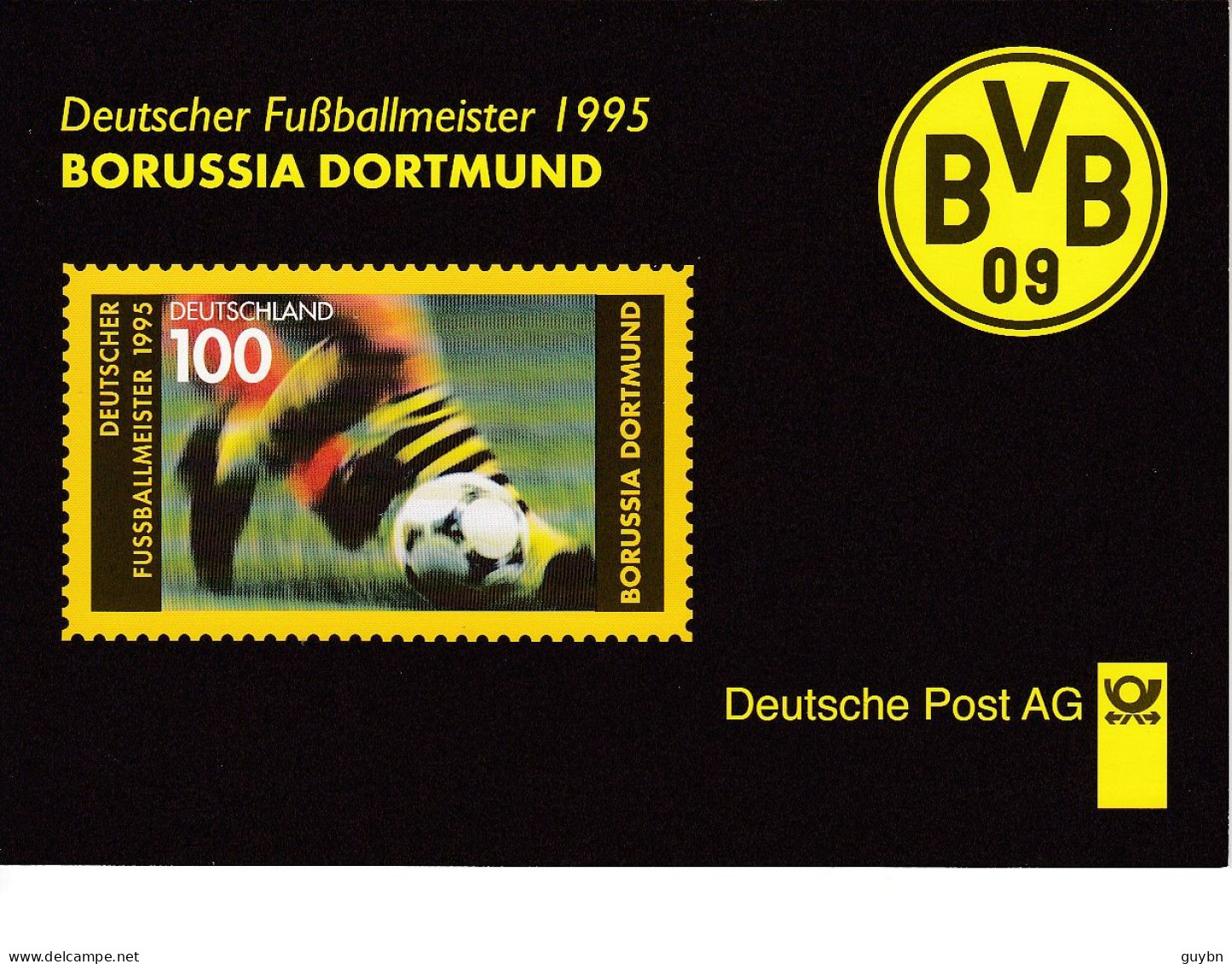 Football .. Borussia Dortmund Allemagne ..B V B 09 ... Deutsch Fubbalmeister 1995 .. Cachet Commemorate + Encart - Famous Clubs