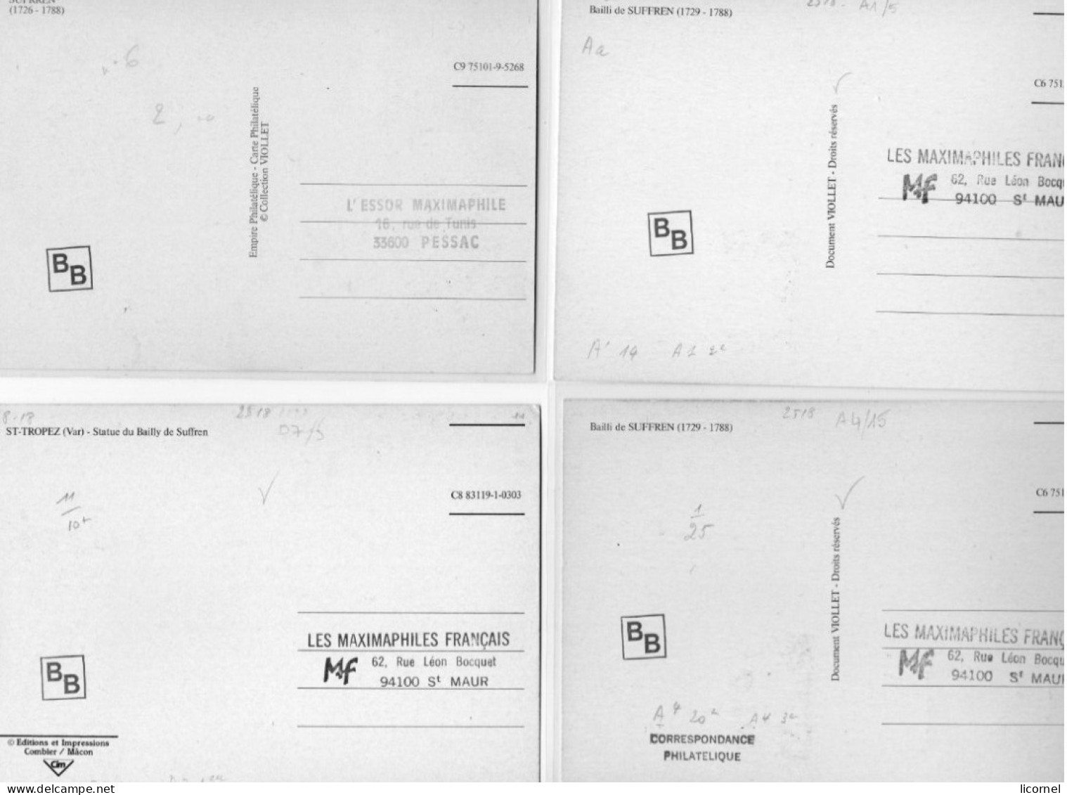 Cartes Maxi  1988 : SUFFREN  (lot De 4 Cartes ) - 1980-1989
