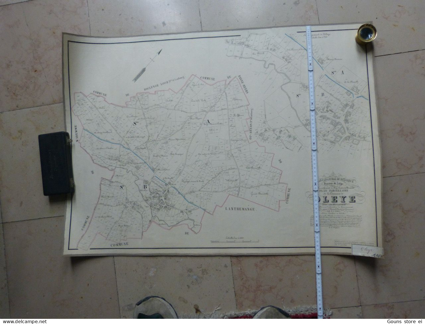 Plan Popp Toilé Atlas Cadastral De Belgique Commune De Oleye Canton Waremme Milieu 19eme Siècle +/- 90x60cm - Geographical Maps