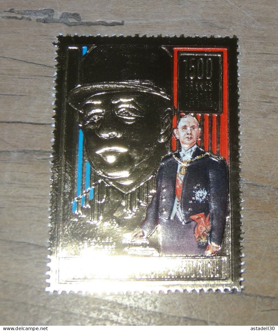 DE GAULLE, Bloc De 4 Timbres Or, Rep CENTRAFRICAINE .............. E3-91b - De Gaulle (General)