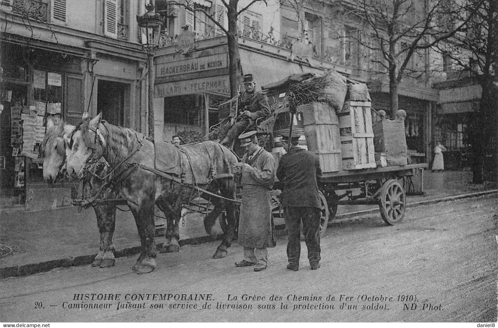 PARIS: La Grève Des Chemins De Fer 1910, Camionneur Faisant Son Service De Livraison - Other & Unclassified