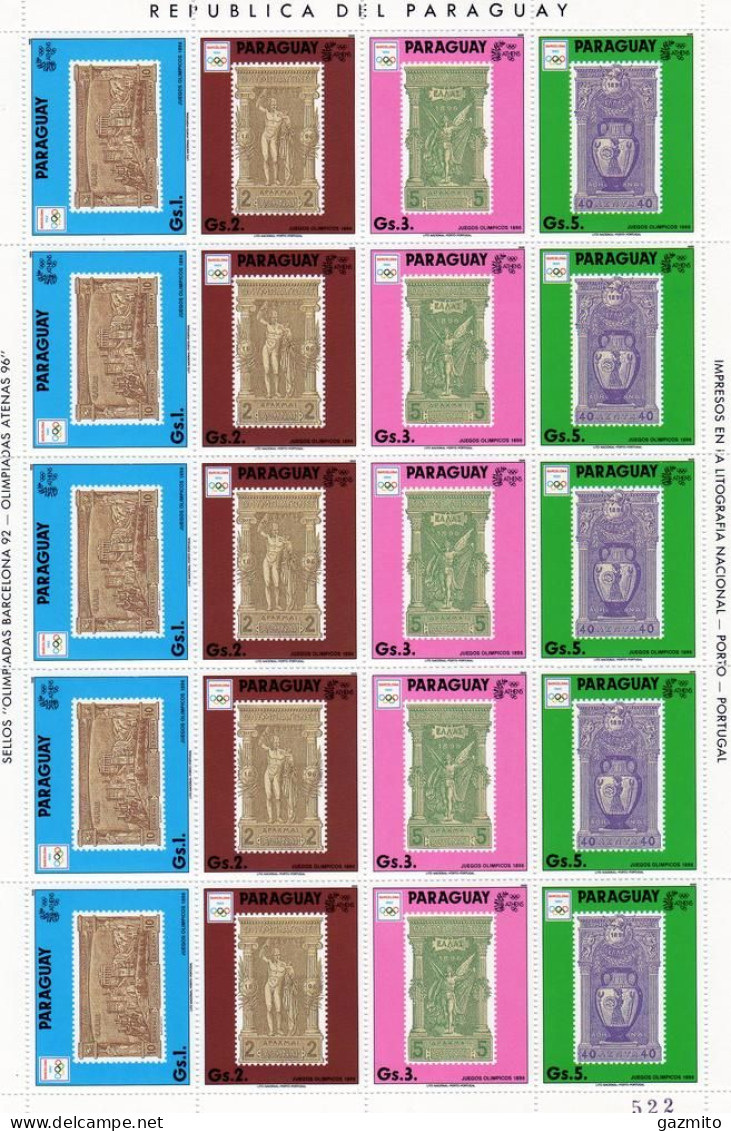 Paraguay 1990, Olympic Games In Barcelona, Sheetlets - Stamps On Stamps