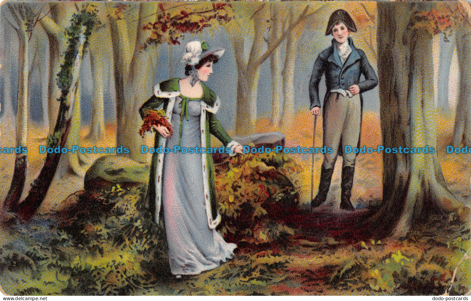 R097734 Old Postcard. Woman With Man In The Forest. B. B. London - Andere & Zonder Classificatie