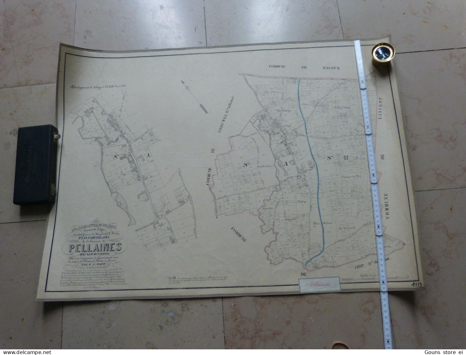 Plan Popp Toilé Atlas Cadastral De Belgique Commune De Pellaines Lincent Milieu 19eme Siècle +/- 72x52cm - Geographische Kaarten