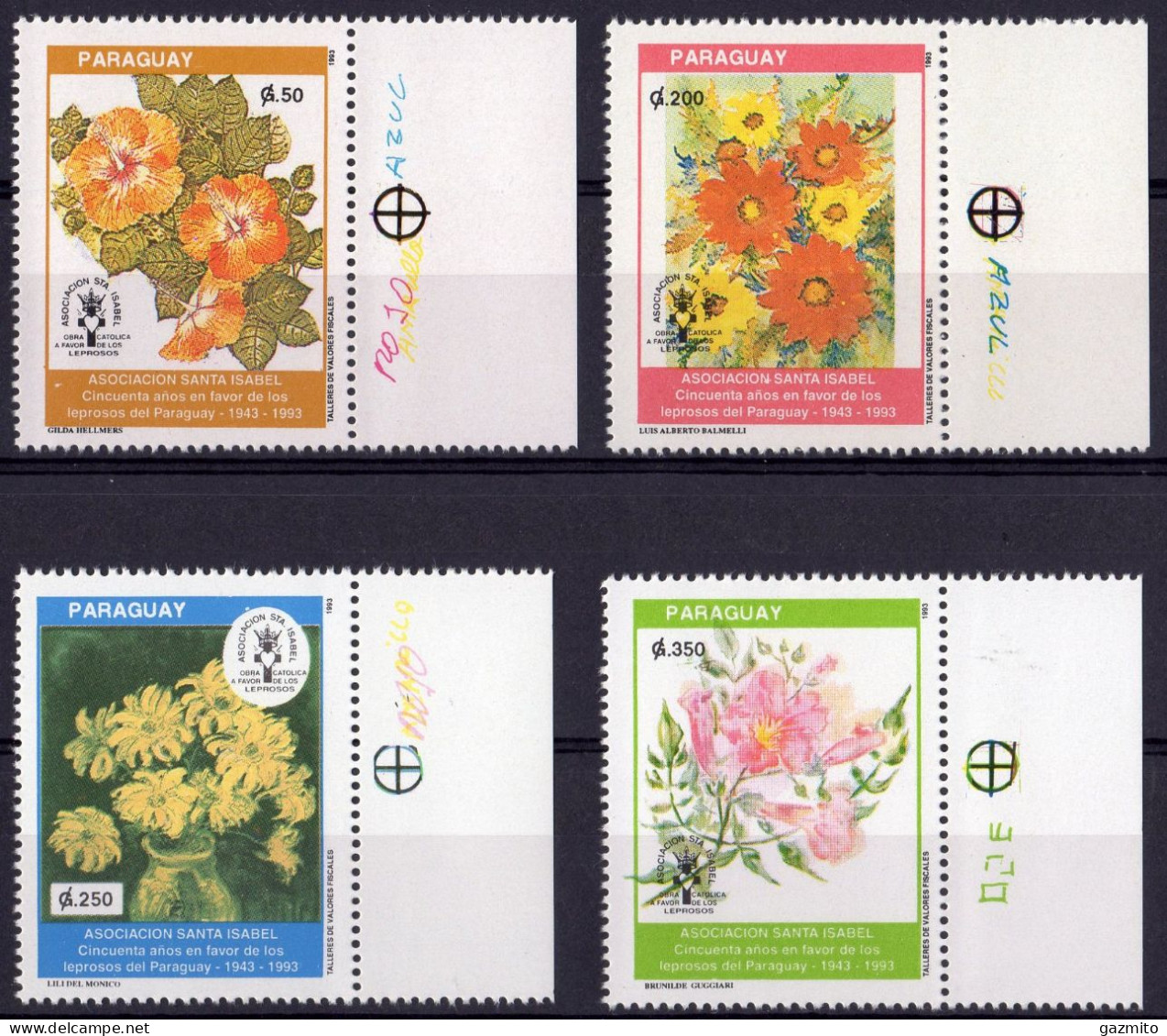 Paraguay 1993, Flowers, 4val - Paraguay