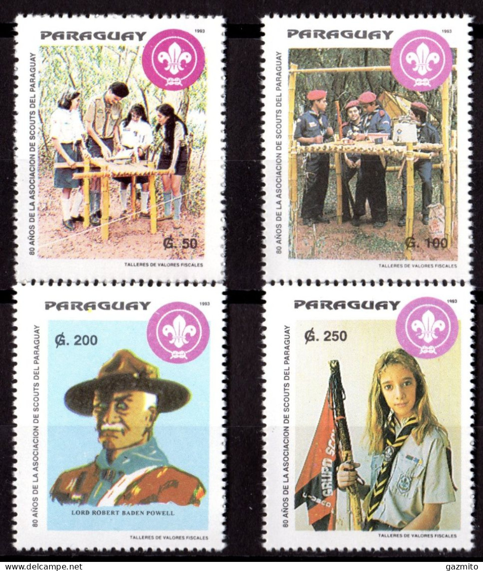 Paraguay 1993, Scout, 4val - Unused Stamps