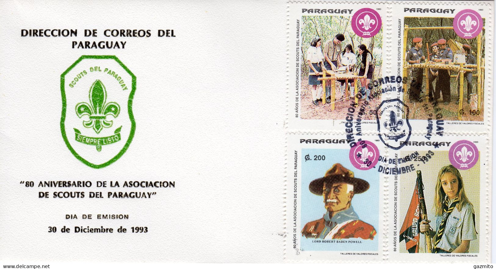 Paraguay 1993, Scout, 4val In FDC - Paraguay