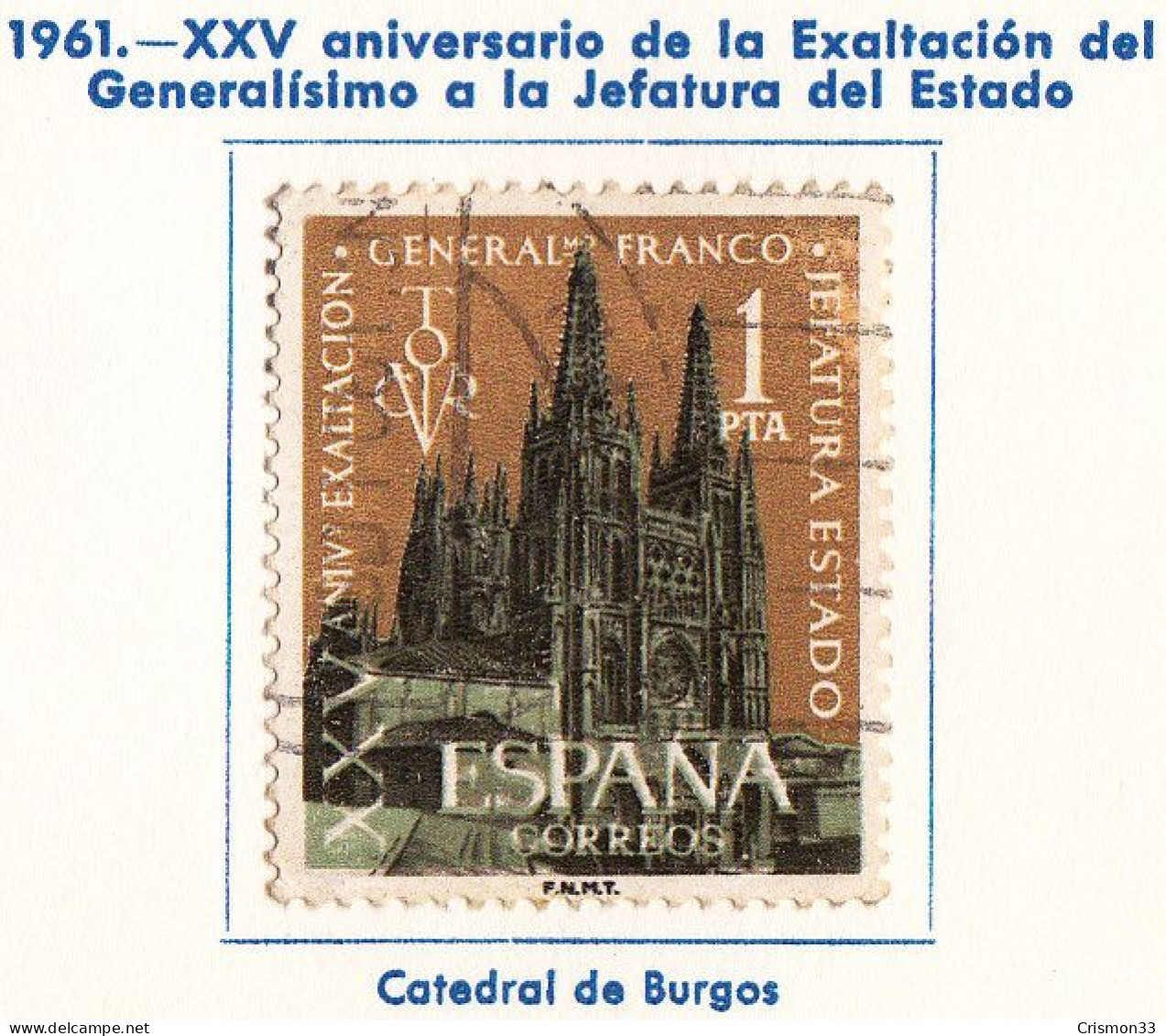 1961 - ESPAÑA - XXV ANIVERSARIO DE LA EXALTACION DEL GENERAL FRANCO A LA JEFATURA DEL ESTADO - EDIFIL 1373 - Used Stamps