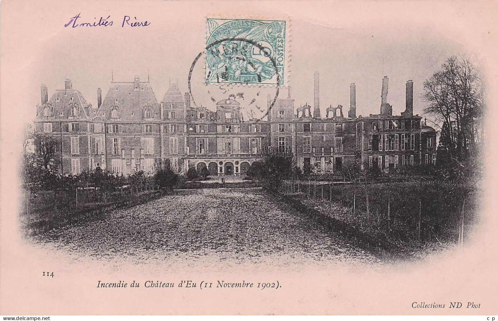 Eu - Incendie Chateau D'EU - 11 Novembre 1902  - CPA °J - Eu