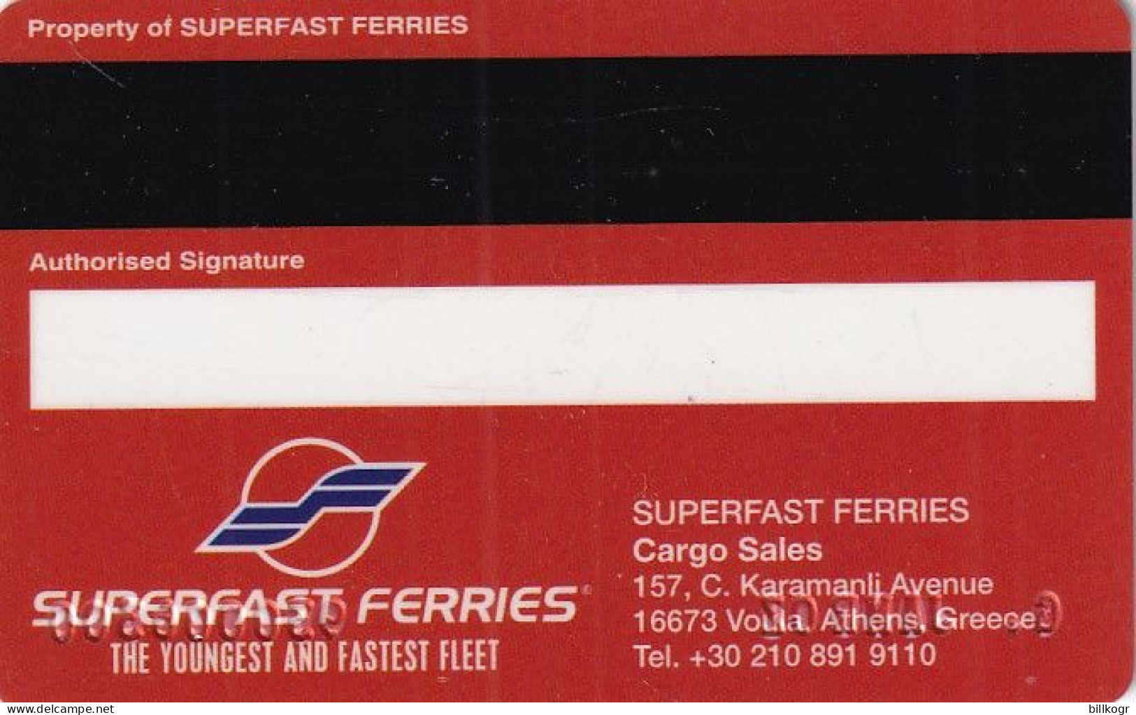 GREECE - SuperFast Ferries, Charge Card, Used - Hotel Keycards