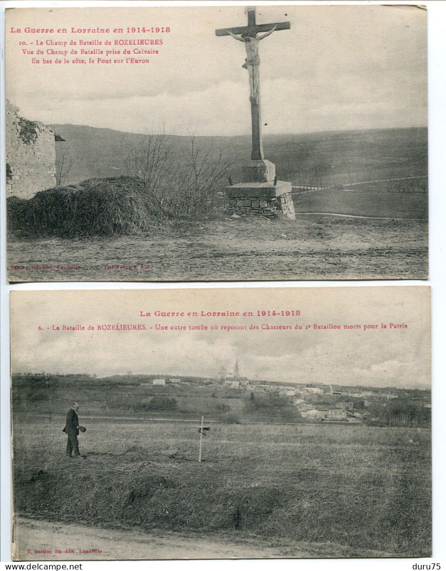 LOT 2 CPA Guerre Lorraine 1914 1918 * ROZELIEURES Champ Bataille Calvaire & Tombe Des Chasseurs De 2e Bataillons - Other & Unclassified