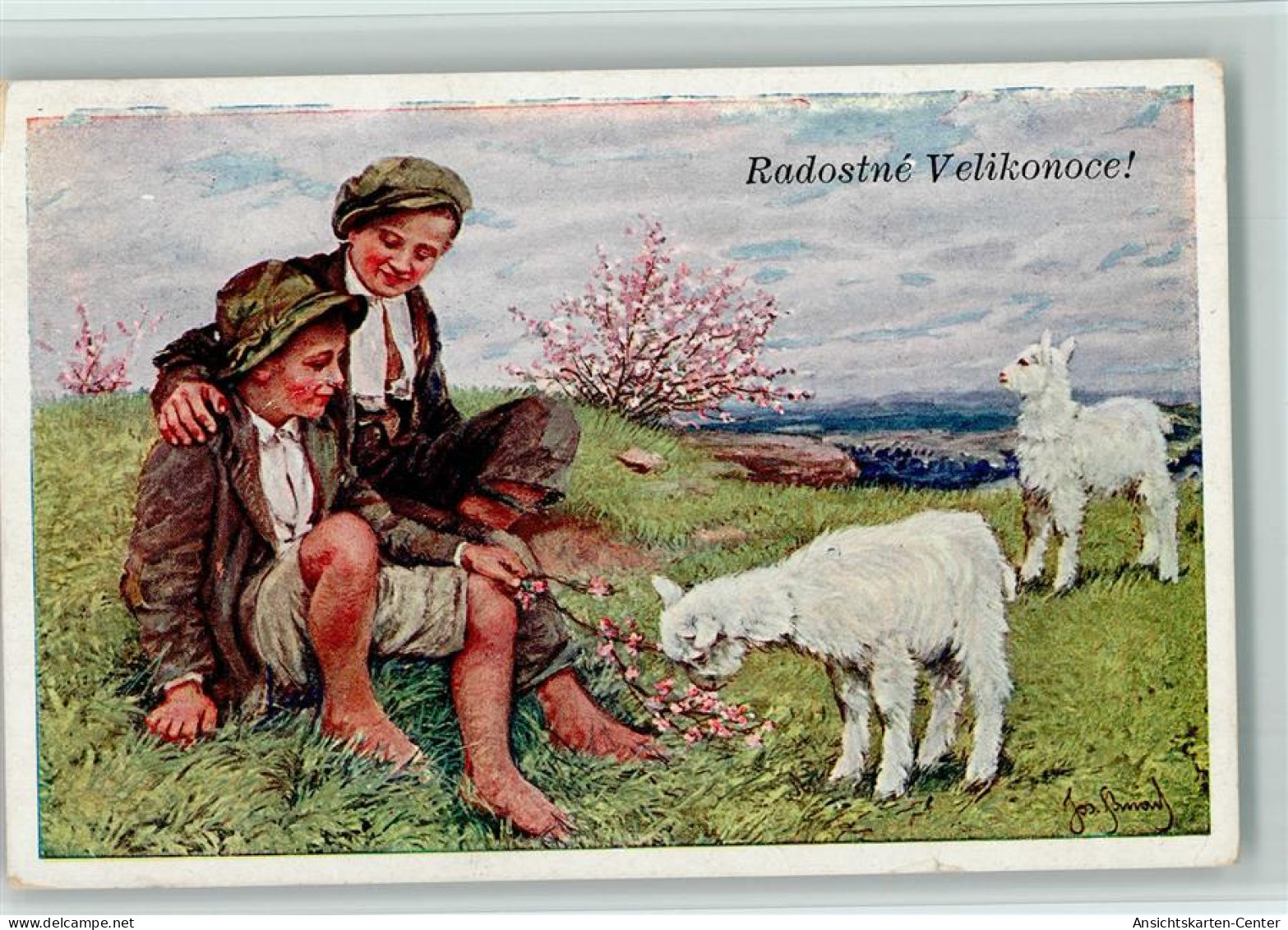 12095911 - Schafe Radostne Velikonoce - Ostern - Junge - Autres & Non Classés