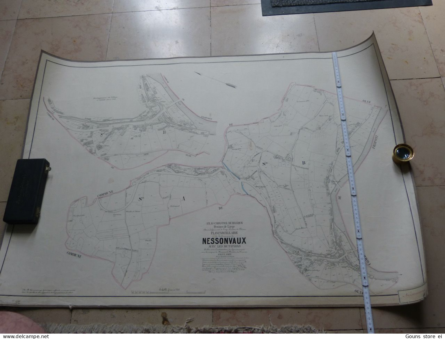 Plan Popp Toilé Atlas Cadastral De Belgique Commune De Nessonvaux Trooz Milieu 19eme Siècle +/- 94x65cm - Carte Geographique