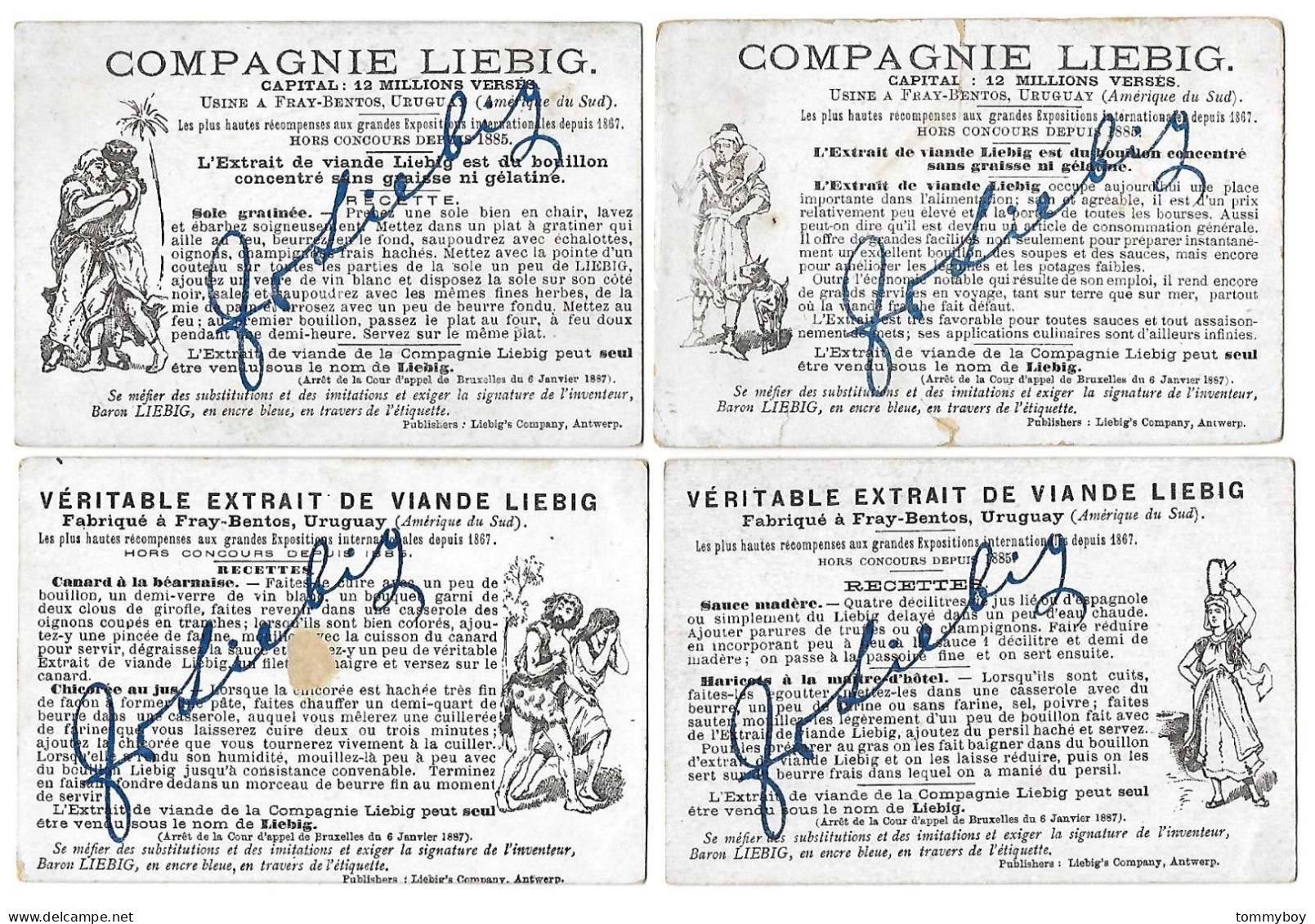 S 496, Liebig 6 Cards, Histoire Biblique (backsides Have Some Damage) (ref B10) - Liebig