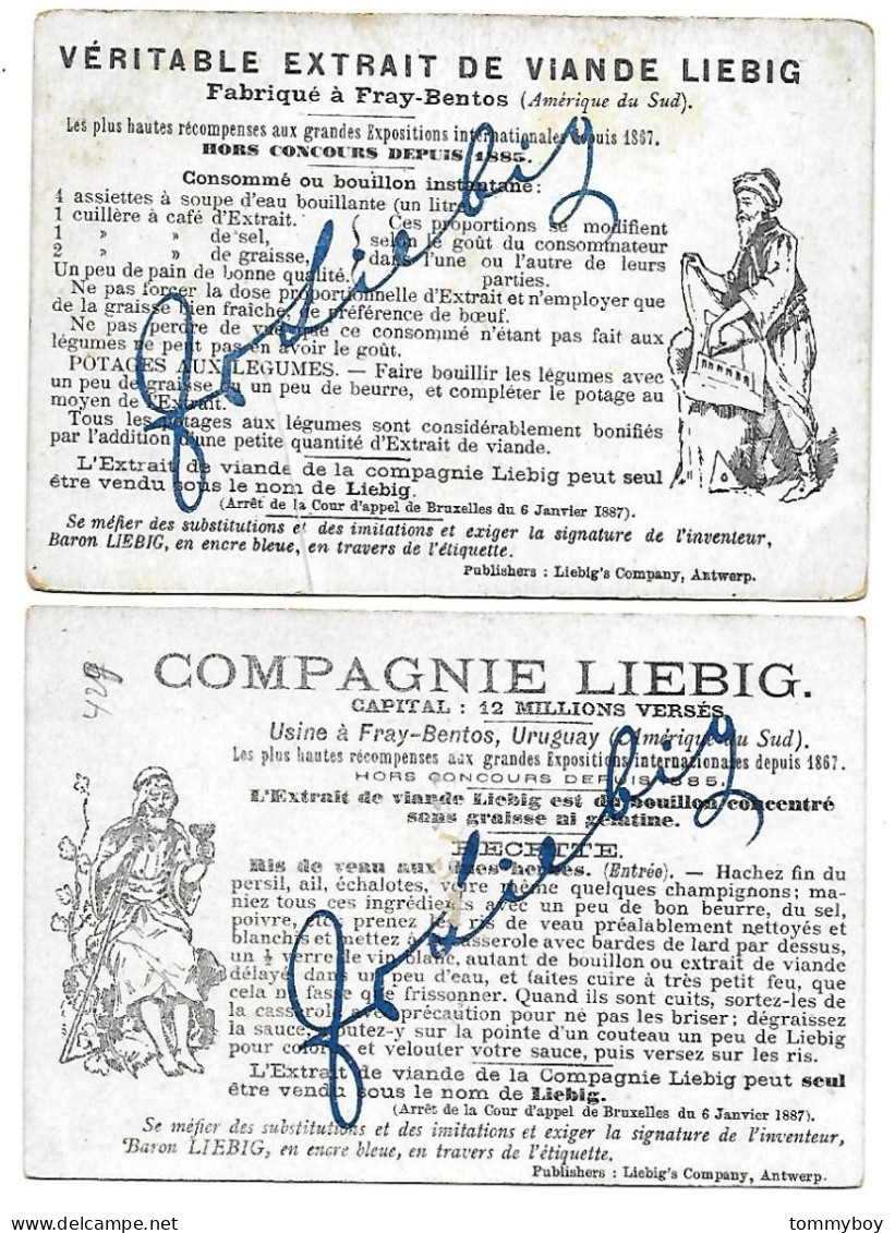 S 496, Liebig 6 Cards, Histoire Biblique (backsides Have Some Damage) (ref B10) - Liebig