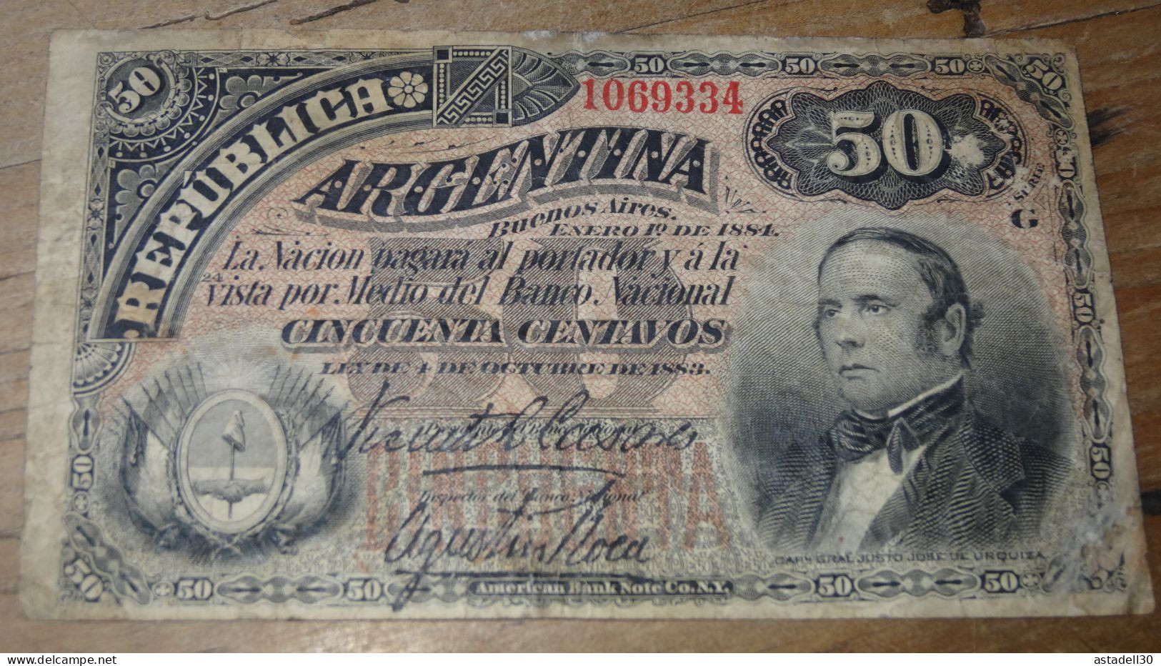 ARGENTINE - ARGENTINA , 50 Centavos 1884 .............. E3-92 - Argentina