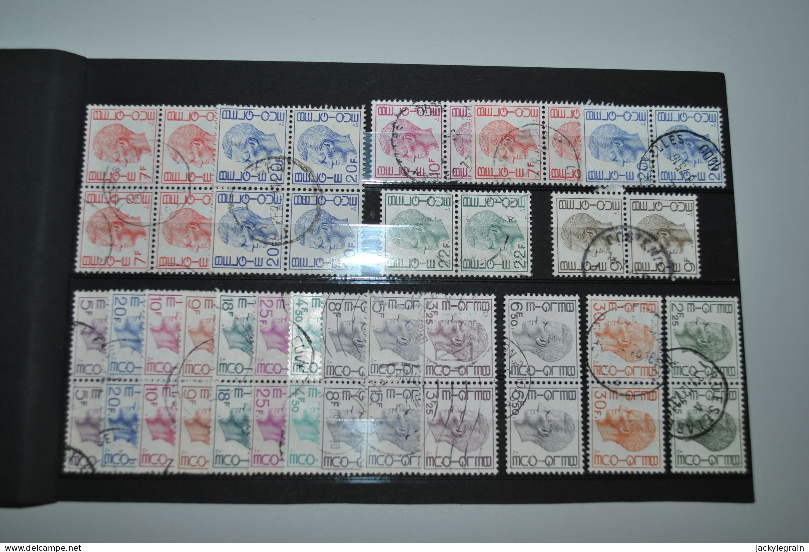 Belgique 1971/... Baudouin Paires/Blocs De 4 Oblitérés - Used Stamps