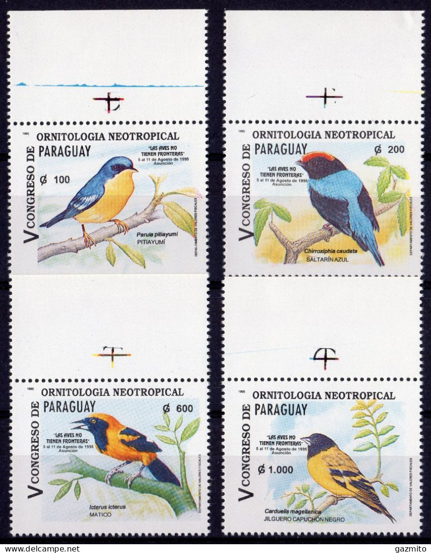 Paraguay 1995, Birds, 4val - Passereaux