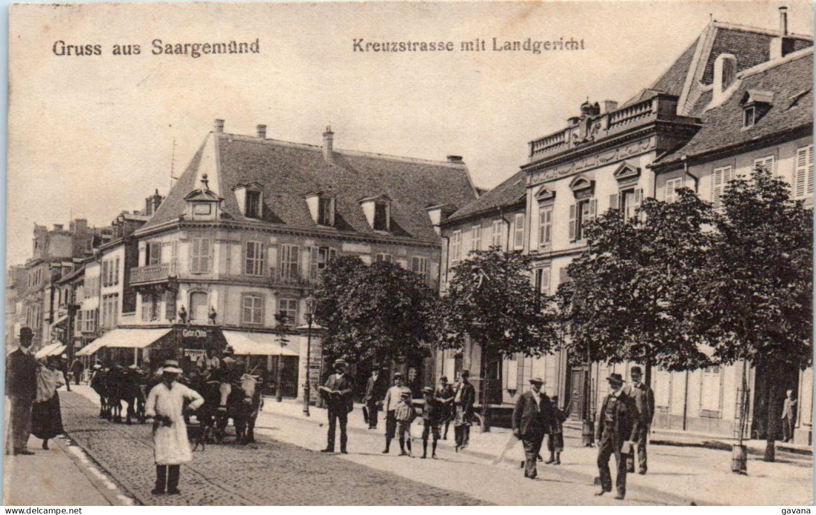 57 Gruss Aus SAARGEMUND - Kreuzstrasse Mit Landgericht - Sarreguemines