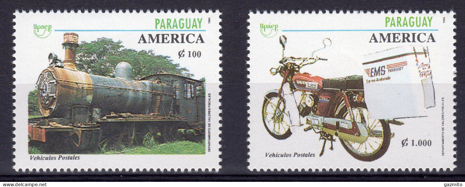 Paraguay 1994, UPAEP, Moto, Locomotive, 2val - UPU (Union Postale Universelle)